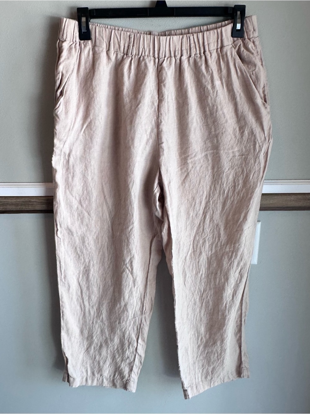 Quince 100% European Linen Wide Leg Pants Driftwood Elastic Waist